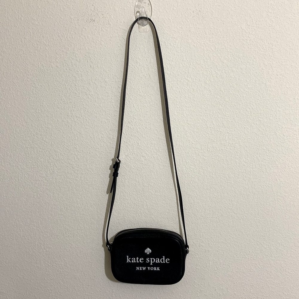 KATE SPADE Full Pebble Grain Black Leather Crossbody Handbag 5H x 8W x 2.25D
